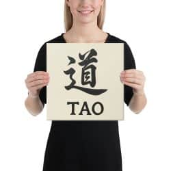 Tao 道 Calligraphy Canvas with English Text – Parchment Cream Background (Altar Wall Art)